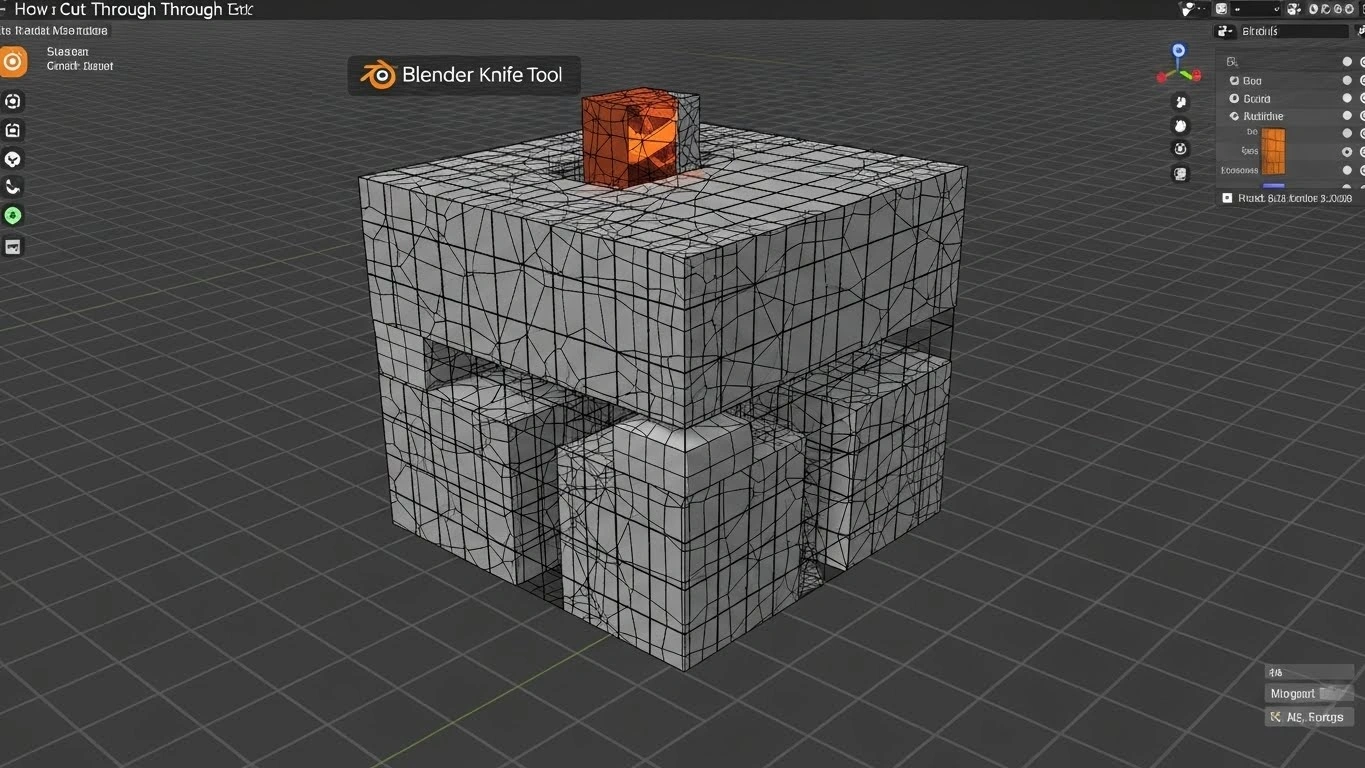 How to Cut Through a Cube Mesh Using a Blender Knife Tool?