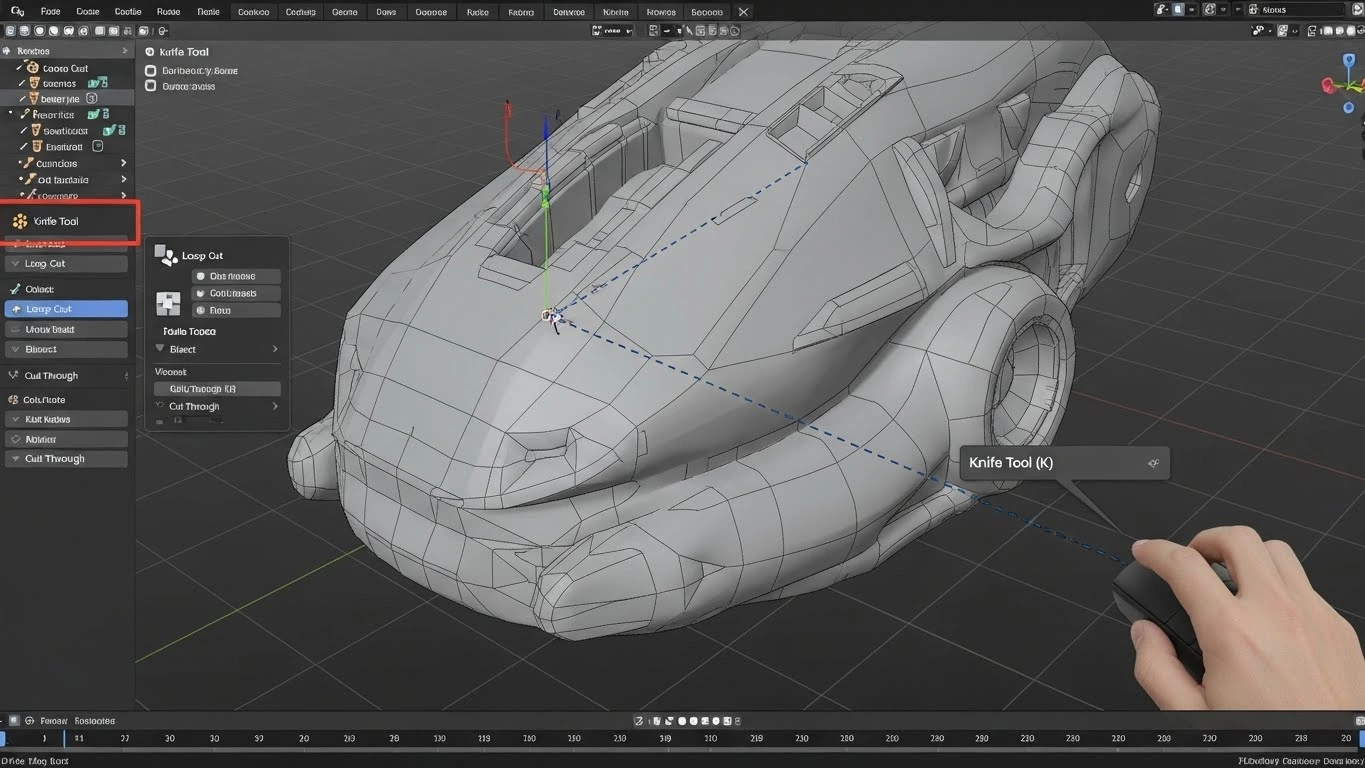 How to use the Knife Tool in Blender?