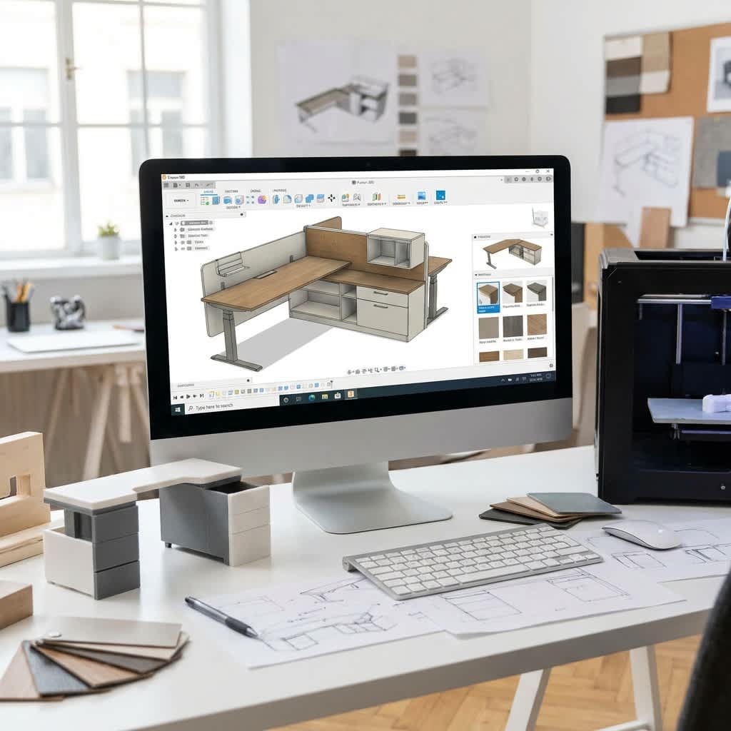 CAD visualization of office desk