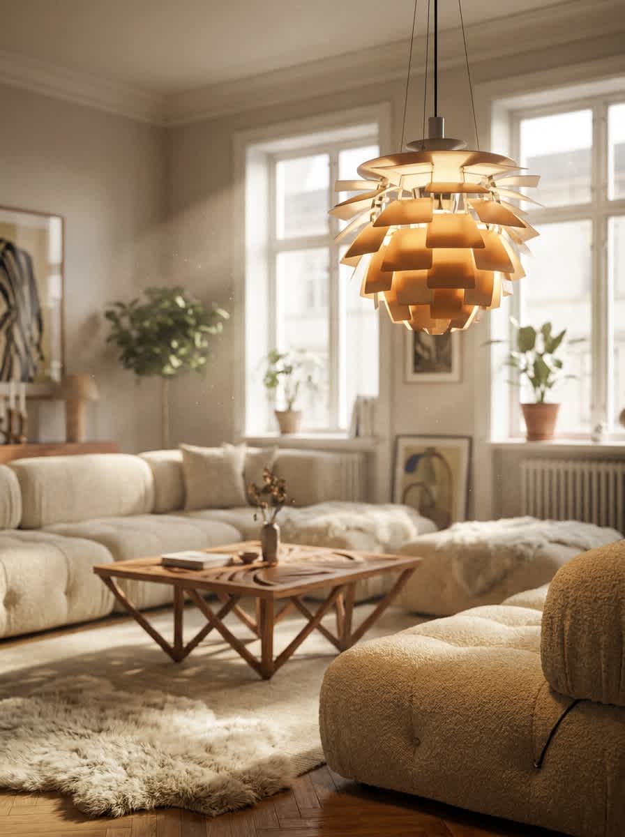 Photorealistic 3D render of a leather sofa