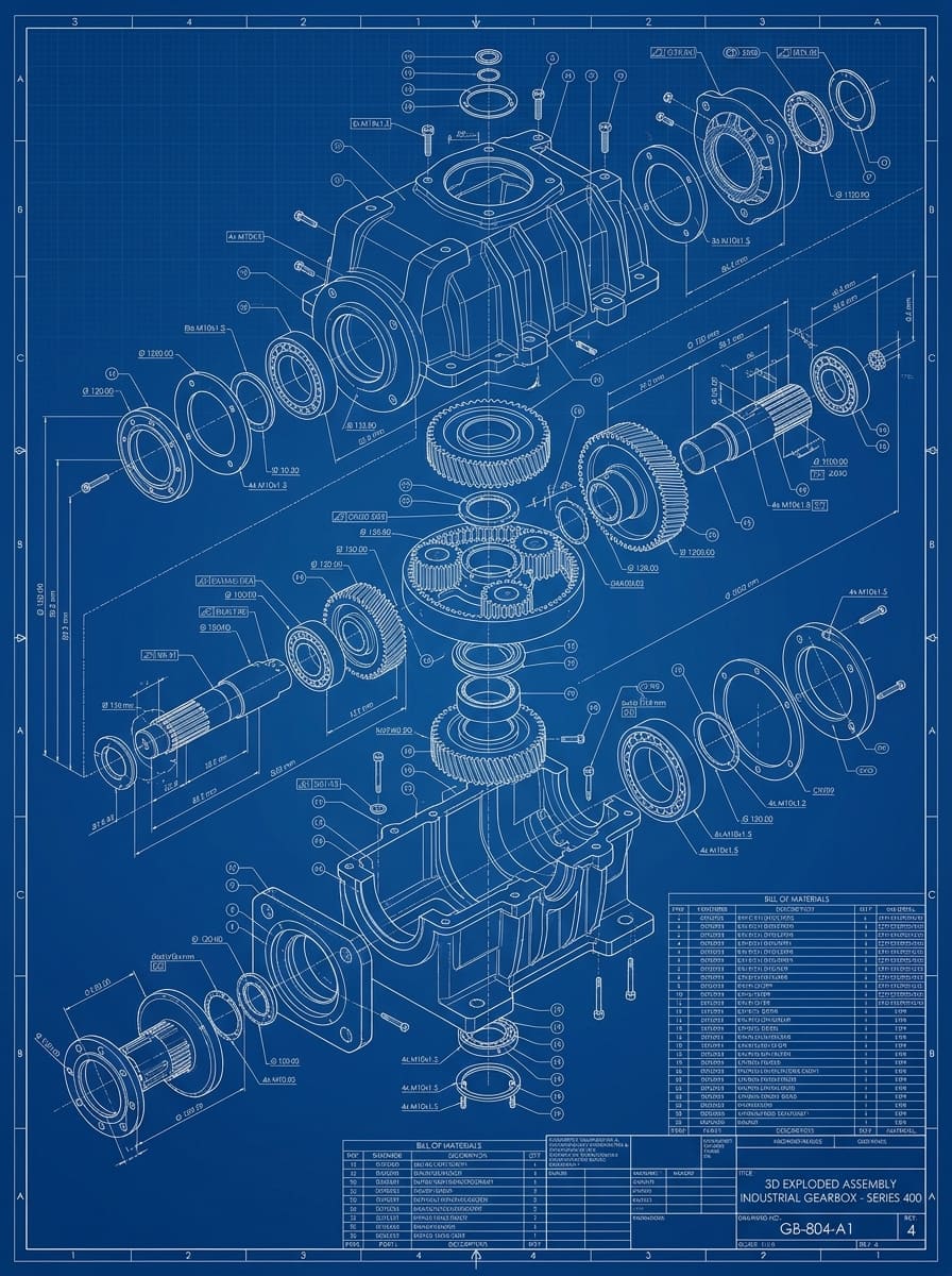 2D manufacturing drawing with dimensions and tolerances