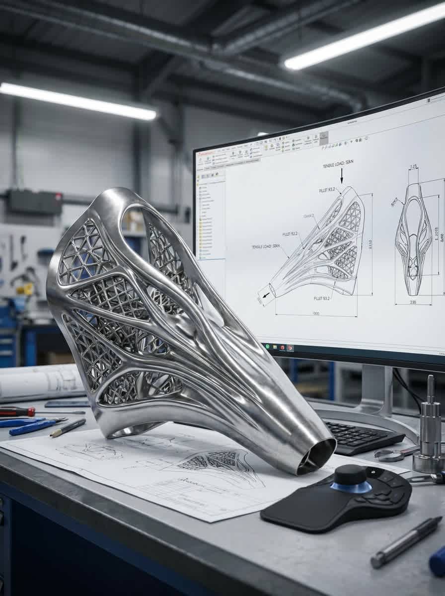 SolidWorks sheet metal part shown with its flat pattern